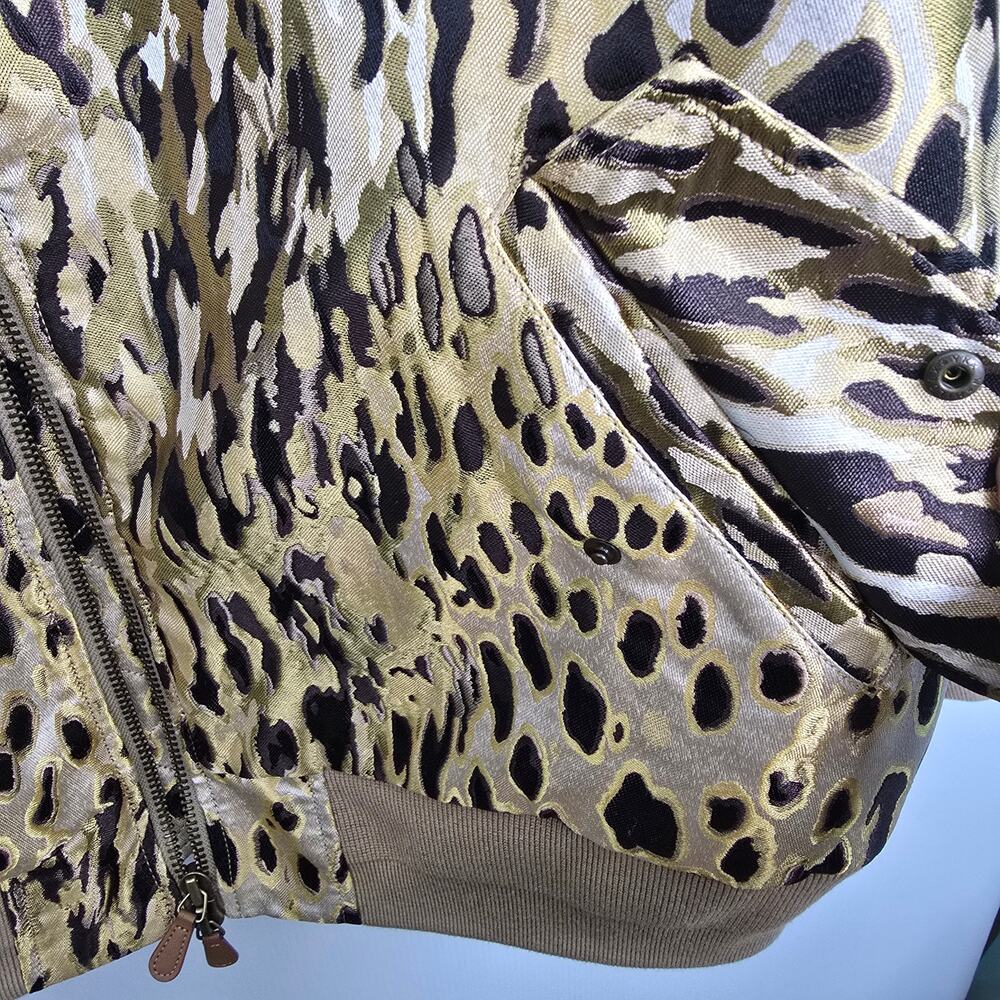 Banana Republic Leopard Metallic Bomber Jacket Black Gold Womens XL NWT - Picture 7 of 12
